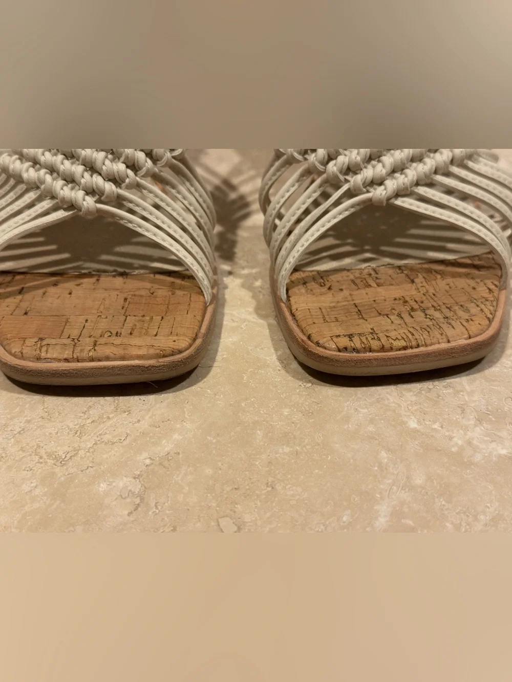 Dolce Vita White Woven Slide Sandals